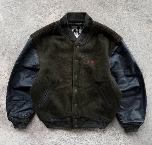 Classic Black and Deep Green Varsity Jacket