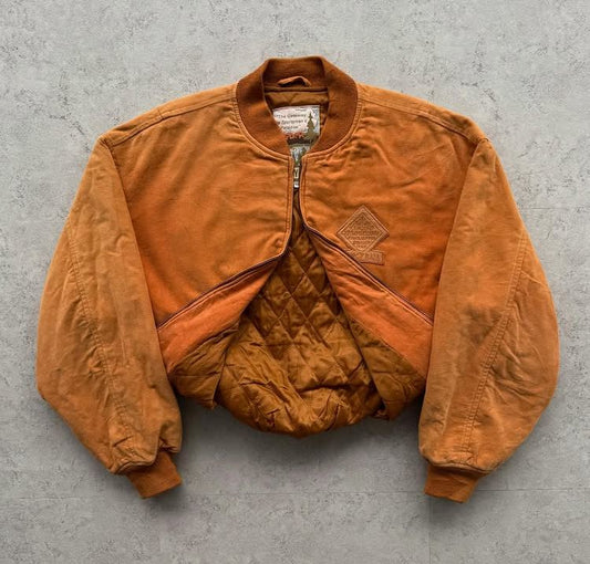 Camel Brown Zipped Bomber Jacket