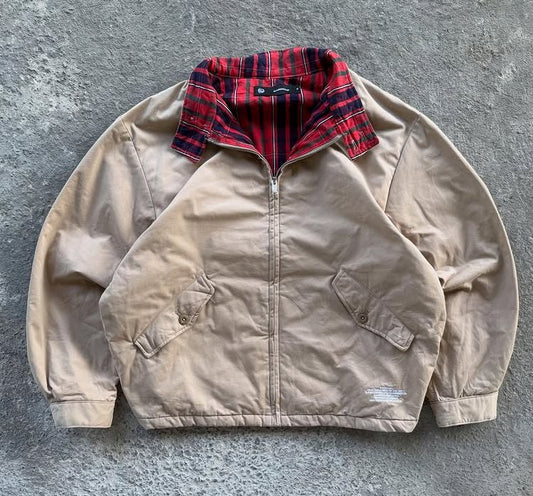Beige and Red Collared Bomber
