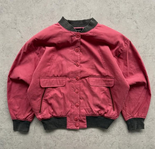 Bubblegum Pink Cropped Bomber Jacket